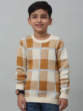 Boys Casual Brown Full Sleeve Pullover Sweater