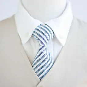 Boy's Necktie / Navy Linen Stripe