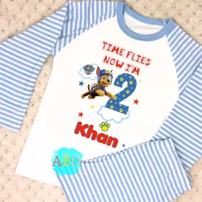 Boys' Personalised Time Flies Paw Patrol Birthday Pyjamas, Birthday PJs