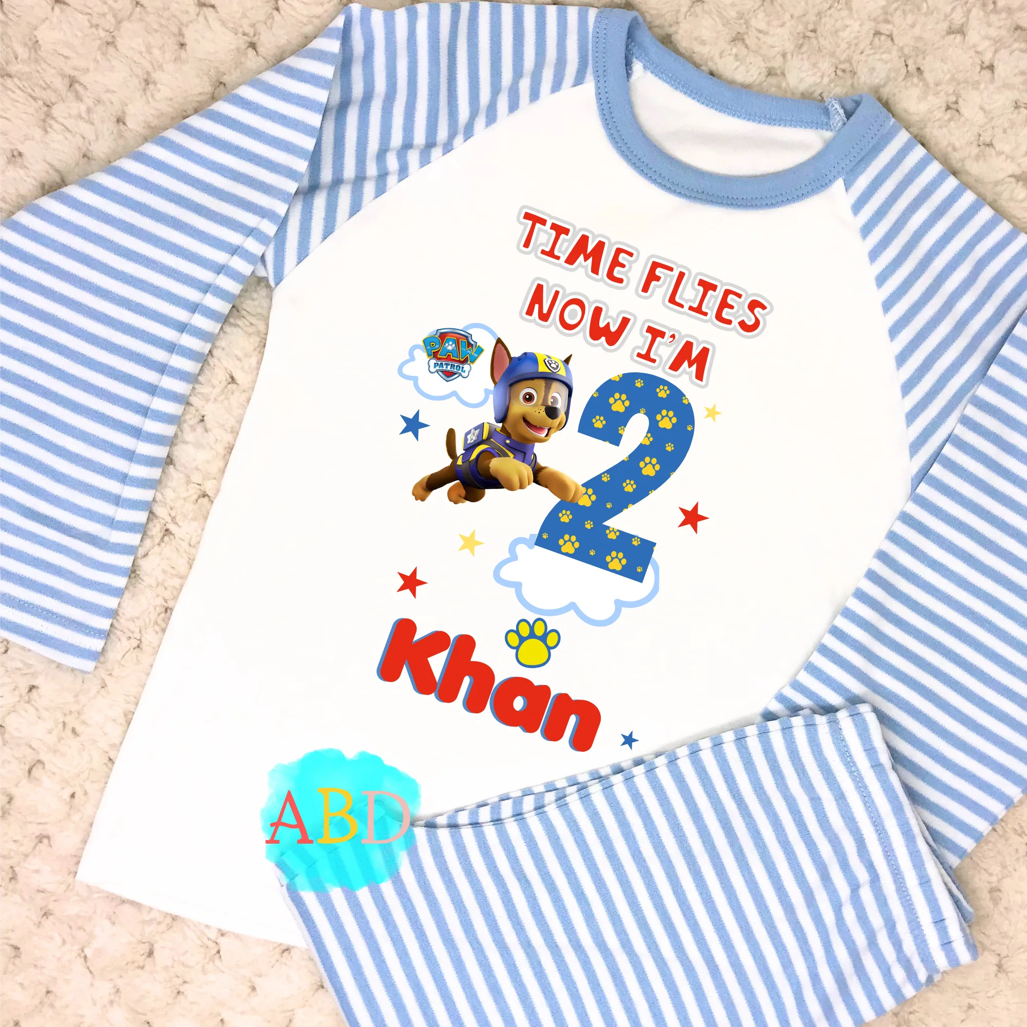 Boys' Personalised Time Flies Paw Patrol Birthday Pyjamas, Birthday PJs