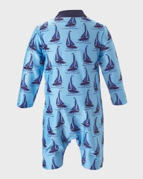 Boy's Sailboat Zip-Up Rash Guard Swimsuit, 6M-24M Rachel Riley