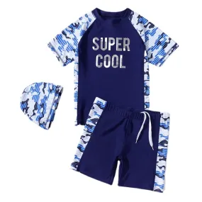 Boy's Swimsuit Split with Hat for Summer