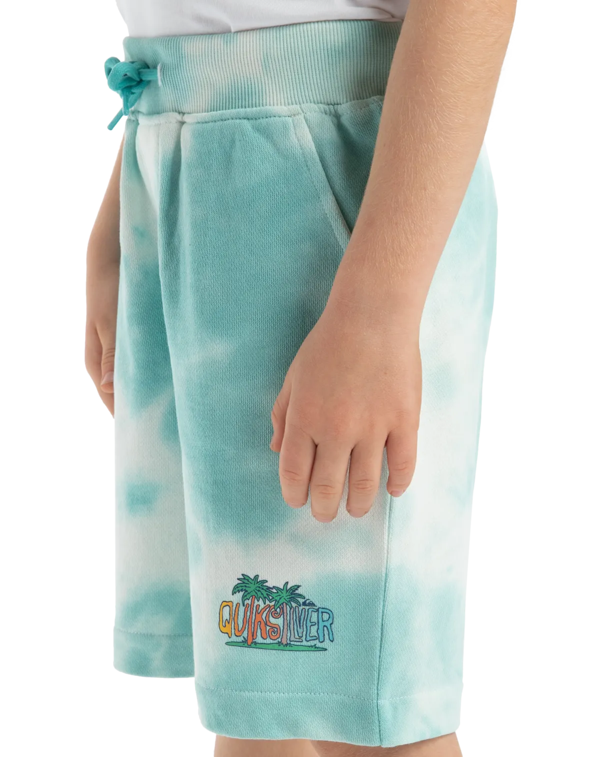 Boys Tie Dye Jogger Shorts in Marine Blue