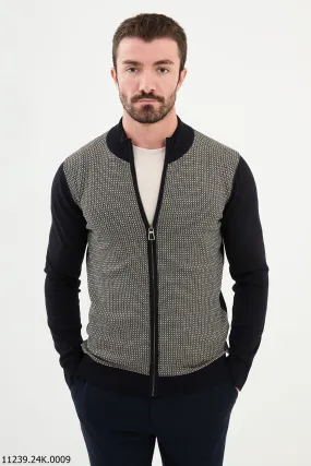Brabion Dante Slim Fit Gray Knitwear Zipper Sweater