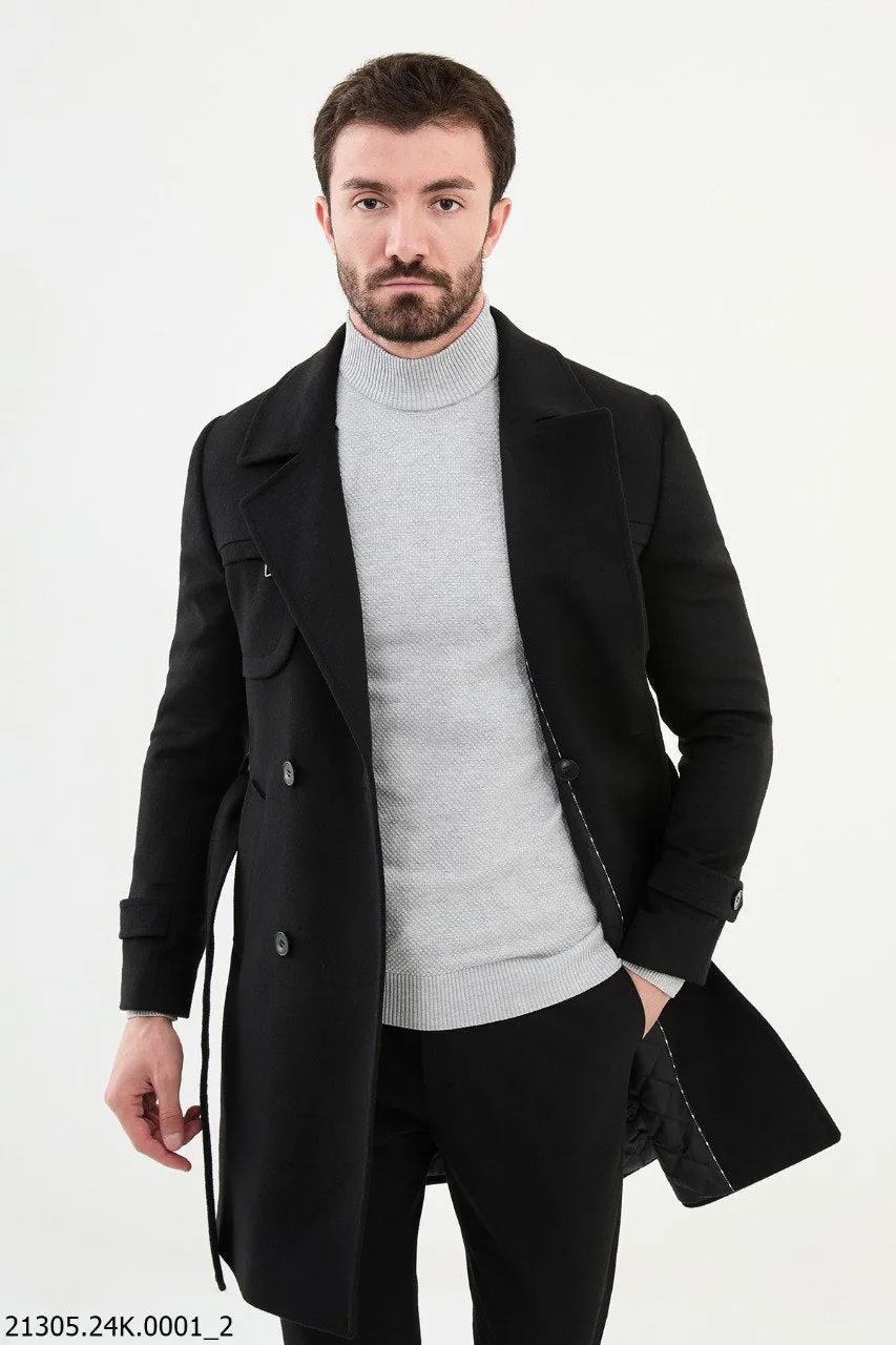 Brabion Marco Slim Fit Black Coat
