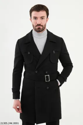 Brabion Marco Slim Fit Black Coat
