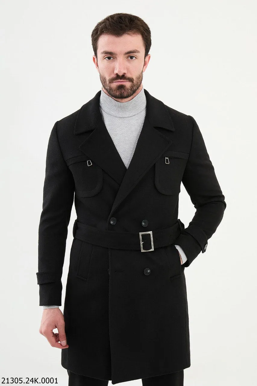 Brabion Marco Slim Fit Black Coat