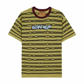Brain Dead Embroidered Puckered Striped Shirt (Lime)