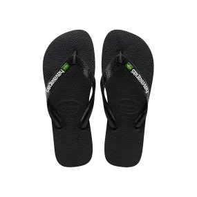 Brasil Logo Flip Flops By Havaianas, Black/Black