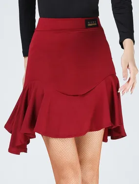 Breathable Latin Dance Skirts Pure Color Women's Performance Training High Cotton Blend