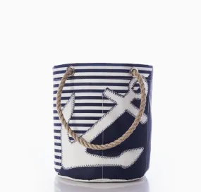Breton Stripe White Anchor Beverage Bucket
