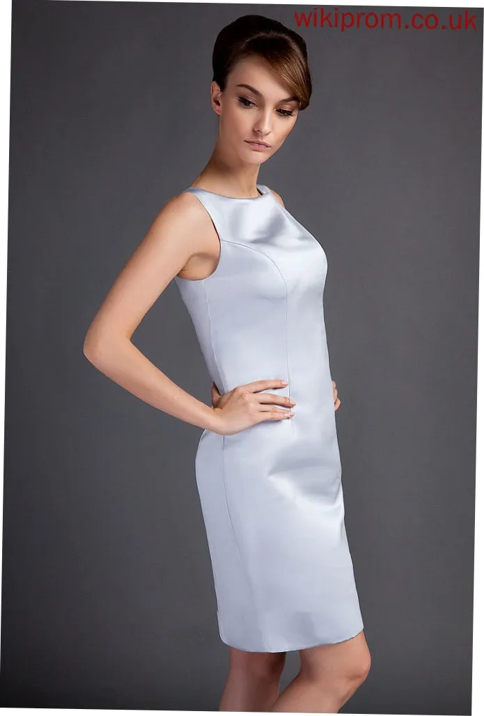 Bride Neck the Marianna Mother of Scoop Satin Mother of the Bride Dresses Sheath/Column Knee-Length Dress