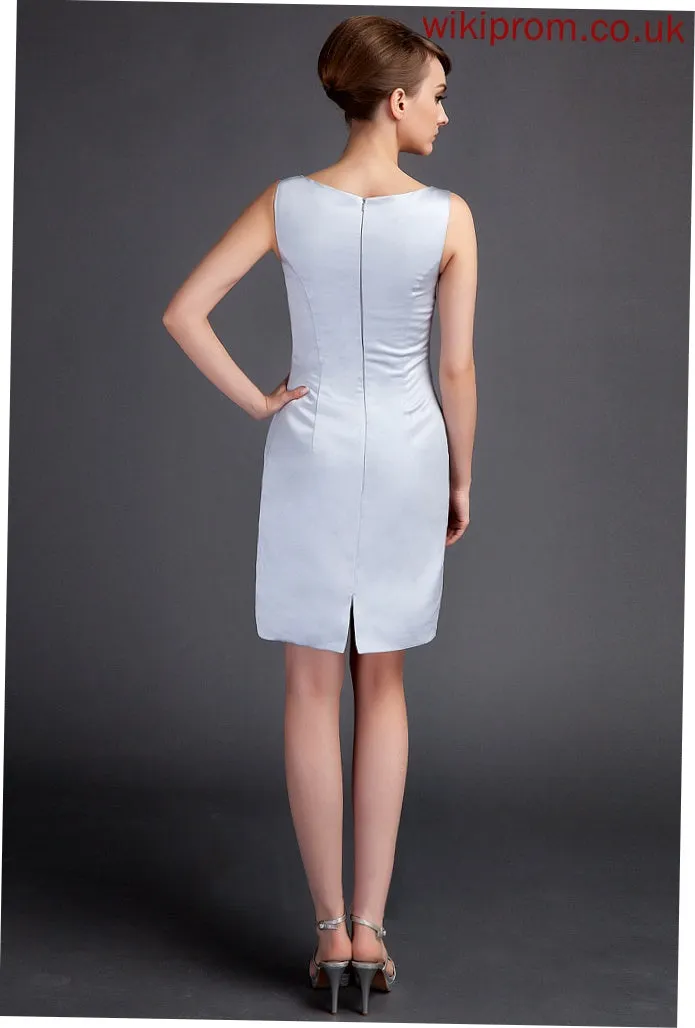 Bride Neck the Marianna Mother of Scoop Satin Mother of the Bride Dresses Sheath/Column Knee-Length Dress