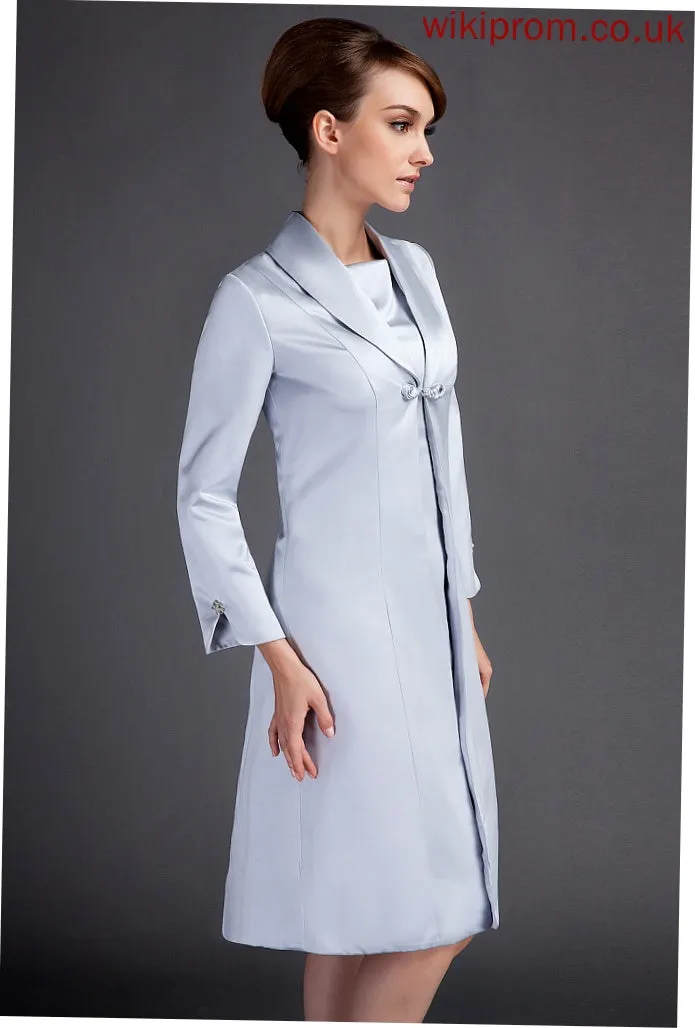 Bride Neck the Marianna Mother of Scoop Satin Mother of the Bride Dresses Sheath/Column Knee-Length Dress