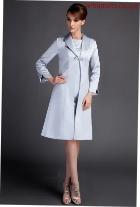 Bride Neck the Marianna Mother of Scoop Satin Mother of the Bride Dresses Sheath/Column Knee-Length Dress