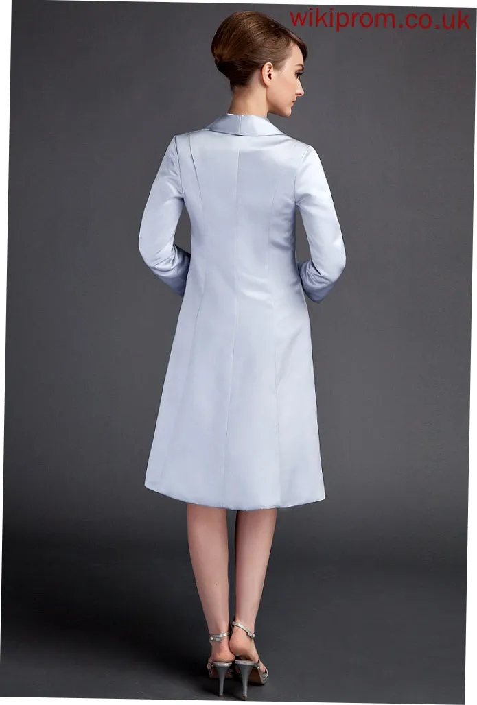 Bride Neck the Marianna Mother of Scoop Satin Mother of the Bride Dresses Sheath/Column Knee-Length Dress