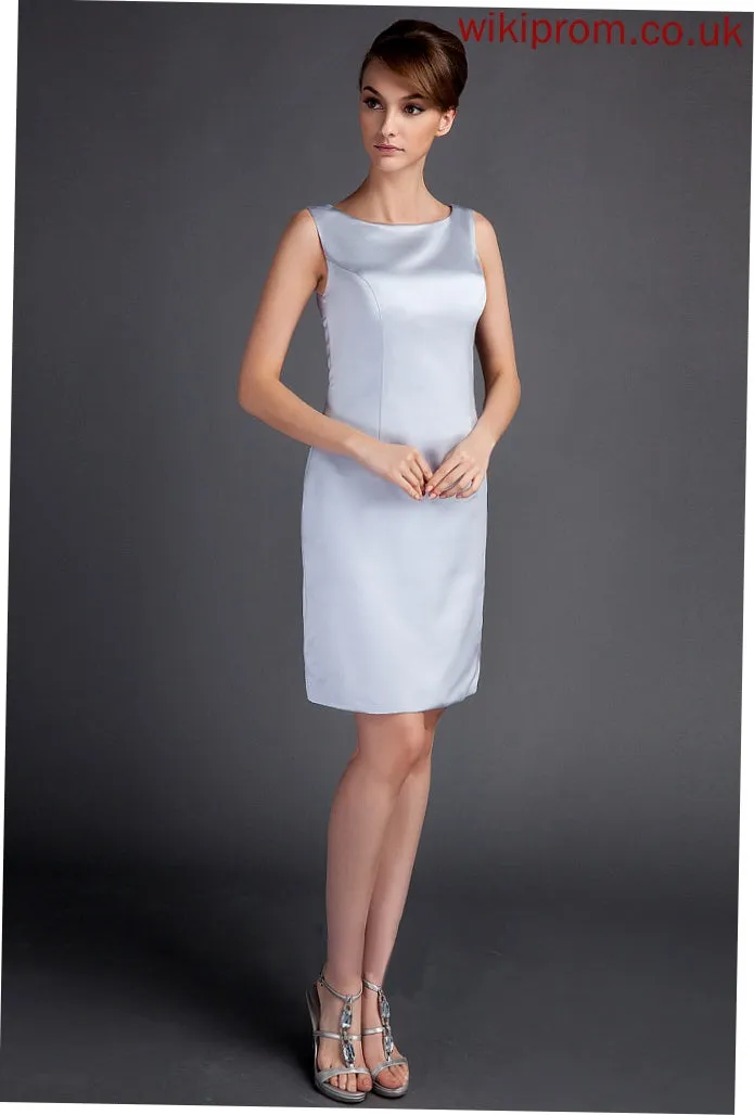 Bride Neck the Marianna Mother of Scoop Satin Mother of the Bride Dresses Sheath/Column Knee-Length Dress