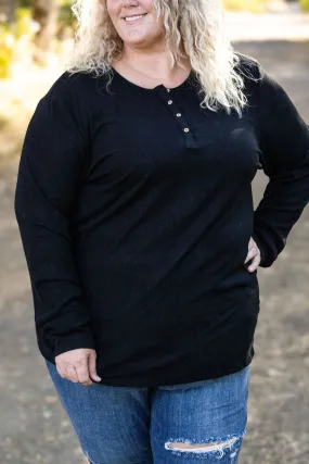 Brielle Henley Ribbed Long Sleeve - Black by Michelle Mae