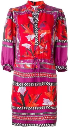 Bright Colored Print Silk Dress