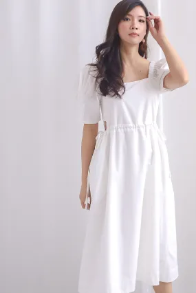 Brindle Cut Out Drawstring Dress In White