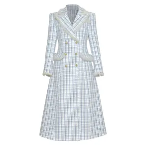 Bristol  Crystal Double Breasted Plaid Tweed Coat