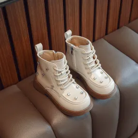 British Style Boots for Kids Girls Beautiful Punk Rivets Platform Shoes