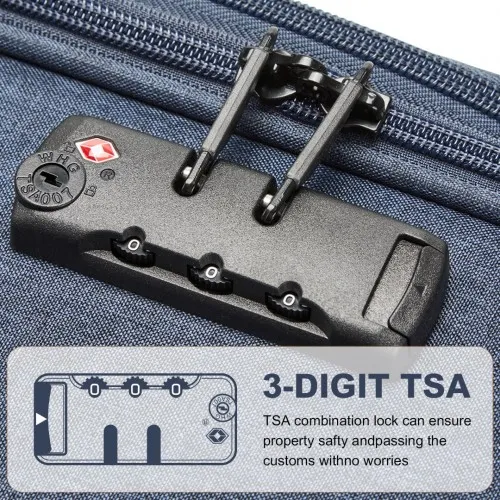 British Traveller 24 Inch Expandable Soft Shell Suitcase with TSA Lock - Lightweight & Durable - Navy