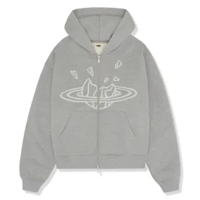 Broken Planet Outer Space Zip-Up Heather Grey Hoodie