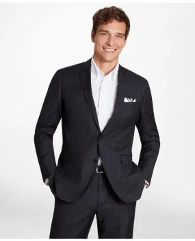 Brooks Brothers Men's Milano-Fit Striped Wool Twill Suit Jacket Charcoal