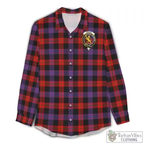 Broun Modern Tartan Women's Casual Shirt with Family Crest