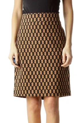 Brown Black Printed Mini Skirt