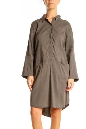 Brown Classic Shift Dress