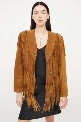 Brown Leather Fringe Jacket