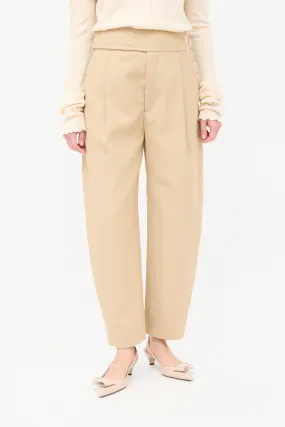 Brown Lombardy Pleated Waist Tapered Trouser