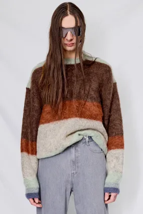 Brown Mohair Border Crewneck