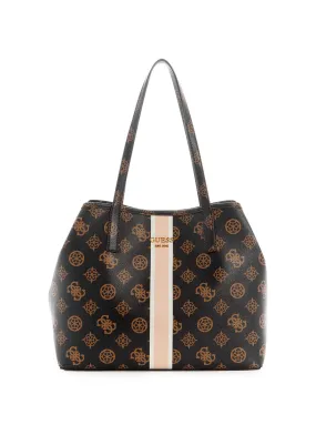 Brown Multi Print Vikky Logo Tote Bag