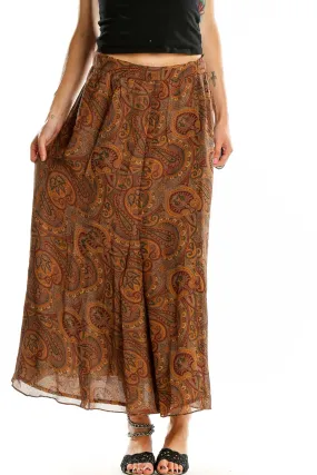 Brown Paisley Maxi Skirt