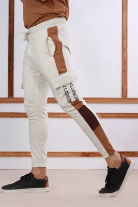 Brown Panel Striped Jog Pants - P22 - MTR035R
