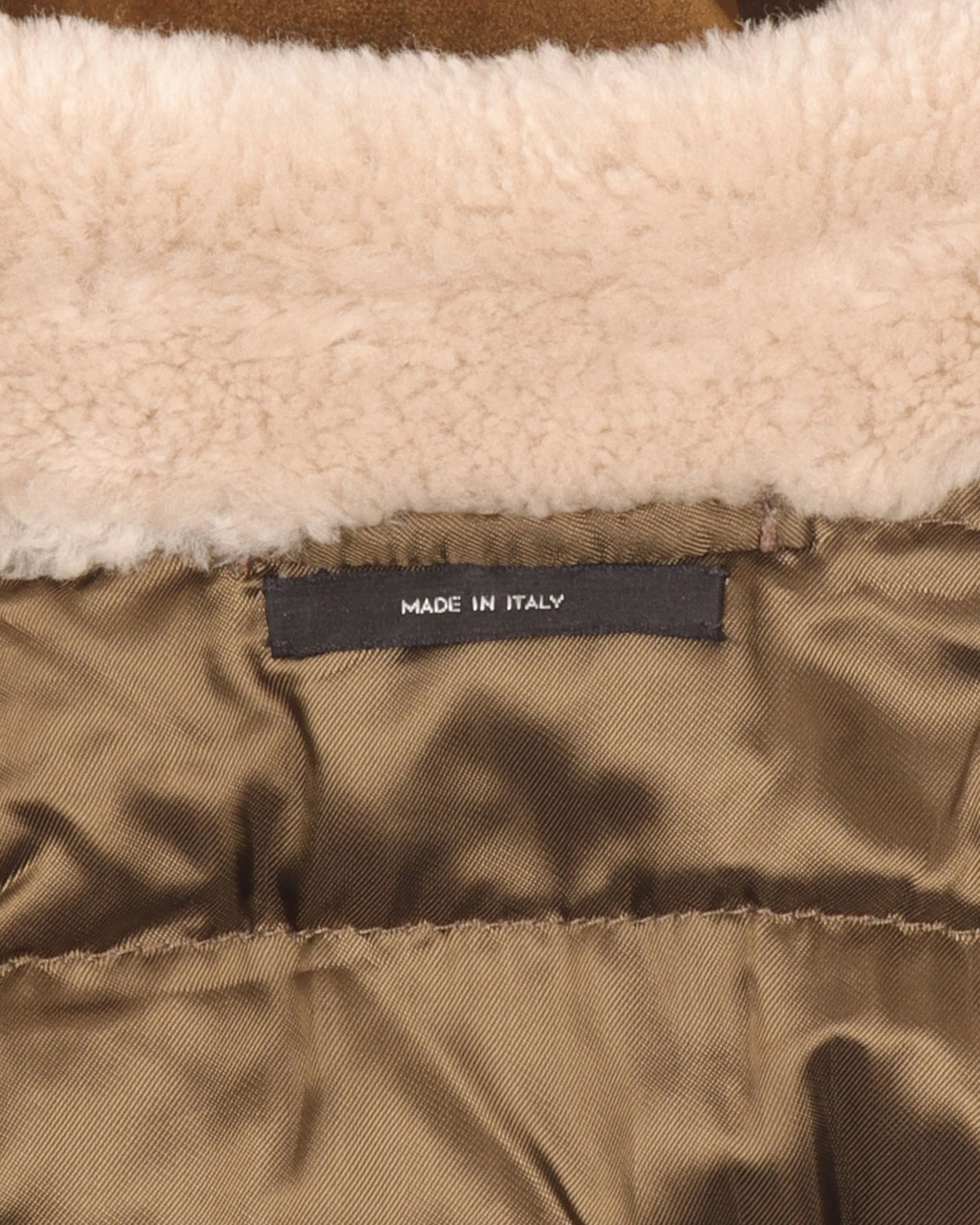Brown Suede Shearling Trimmed Trucker Jacket
