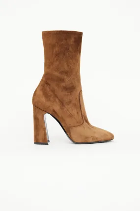 Brown Suede Zip Booties