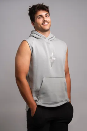 BRUCE BOLT "BOLT" Sleeveless Hoodie - GREY w/ Grey Bolt