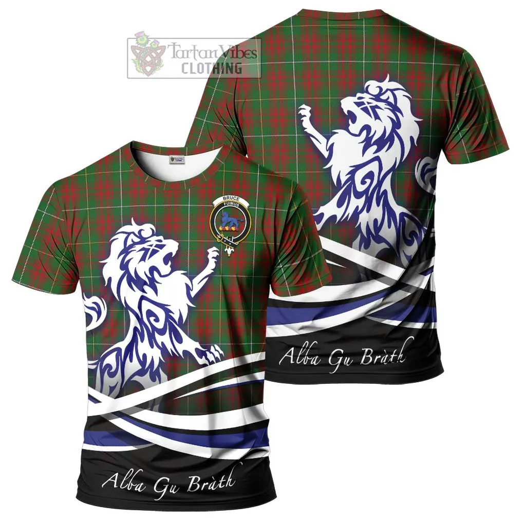 Bruce Hunting Tartan Cotton T-shirt with Alba Gu Brath Regal Lion Emblem