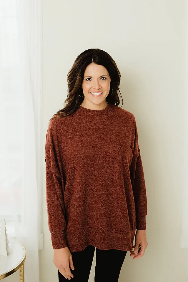 Brushed Melange Drop Shoulder