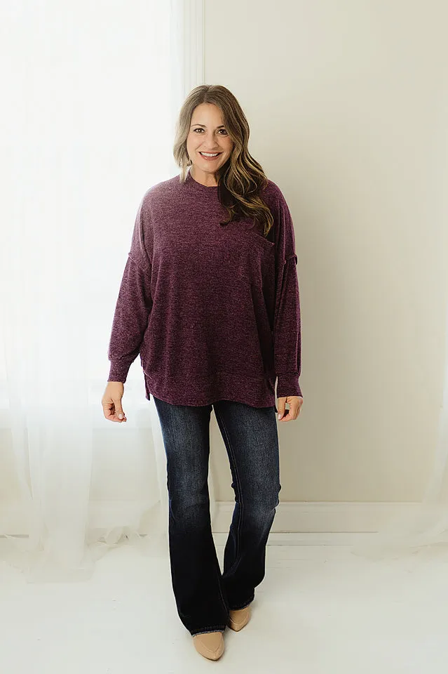 Brushed Melange Drop Shoulder