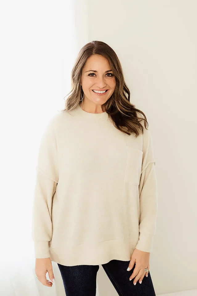 Brushed Melange Drop Shoulder