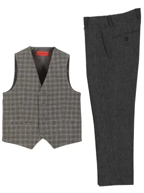 BSV-82P TODDLERS, KIDS AND BOYS 2 PCS PLAID VEST SET SIZE 2-20