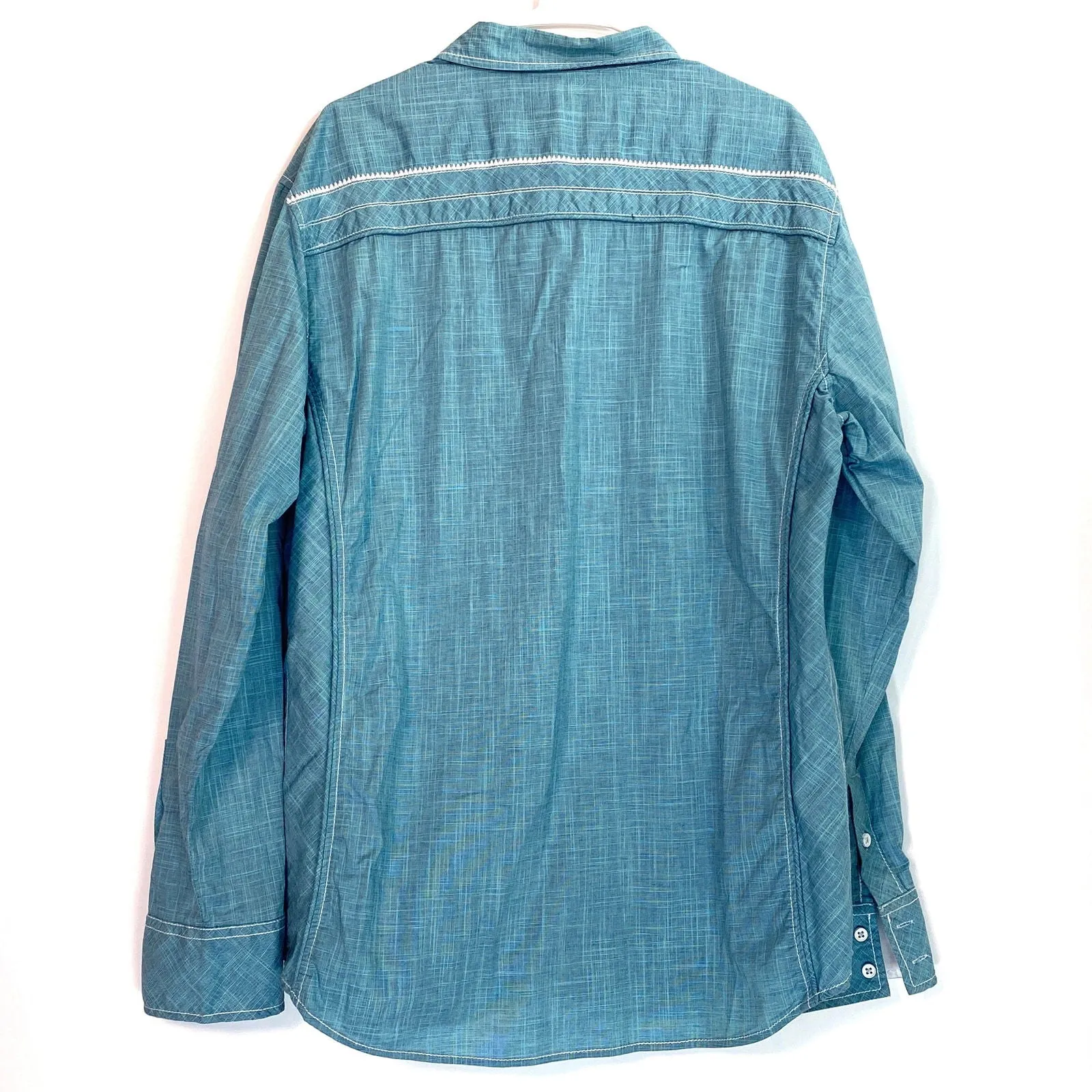 Buckle Black Mens Size XL Aqua Blue Western Shirt Button-Up L/s