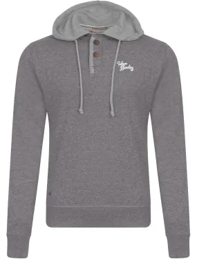 Buffalo Peak Henley Top with Hood Insert in Mid Grey Marl - Tokyo Laundry