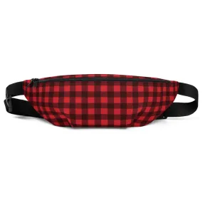 Buffalo Plaid Fanny Pack, Red Black Check Lumberjack Hip Waist Bag, Canvas Belt, Vegan Bag
