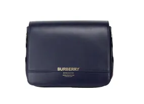 Burberry Grace Small Regency Blue Smooth Leather Flap Crossbody Handbag Purse